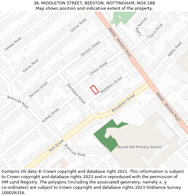 38, MIDDLETON STREET, BEESTON, NOTTINGHAM, NG9 1BB: Location map and indicative extent of plot