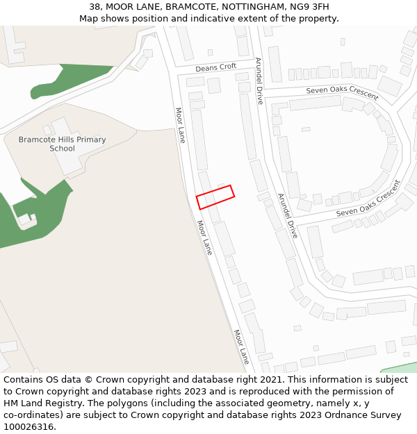 38, MOOR LANE, BRAMCOTE, NOTTINGHAM, NG9 3FH: Location map and indicative extent of plot