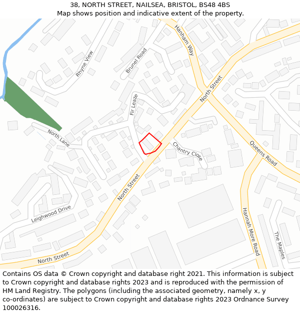 38, NORTH STREET, NAILSEA, BRISTOL, BS48 4BS: Location map and indicative extent of plot