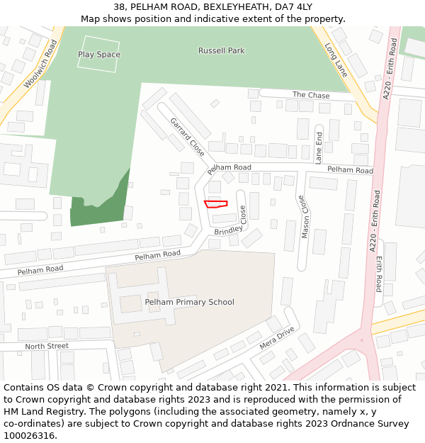38, PELHAM ROAD, BEXLEYHEATH, DA7 4LY: Location map and indicative extent of plot