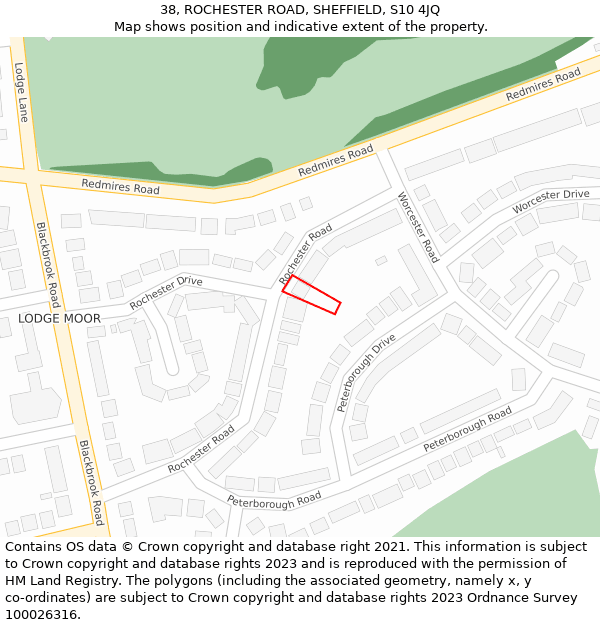38, ROCHESTER ROAD, SHEFFIELD, S10 4JQ: Location map and indicative extent of plot