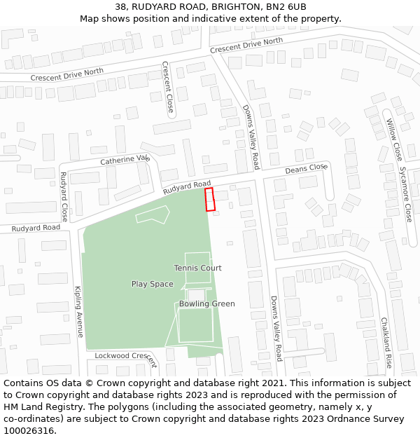 38, RUDYARD ROAD, BRIGHTON, BN2 6UB: Location map and indicative extent of plot