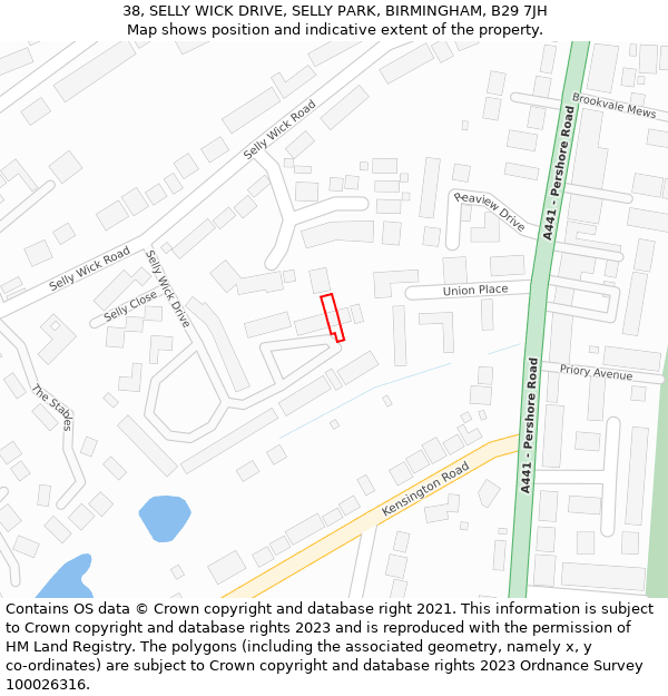 38, SELLY WICK DRIVE, SELLY PARK, BIRMINGHAM, B29 7JH: Location map and indicative extent of plot