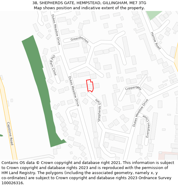 38, SHEPHERDS GATE, HEMPSTEAD, GILLINGHAM, ME7 3TG: Location map and indicative extent of plot