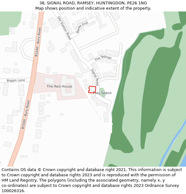 38, SIGNAL ROAD, RAMSEY, HUNTINGDON, PE26 1NG: Location map and indicative extent of plot