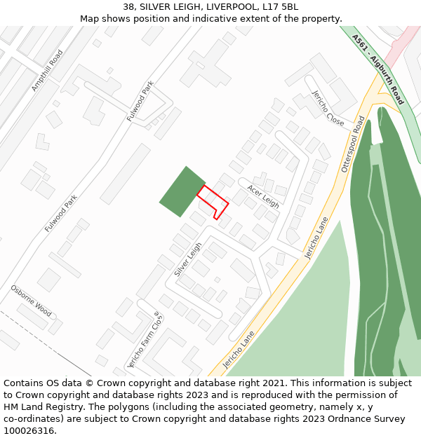 38, SILVER LEIGH, LIVERPOOL, L17 5BL: Location map and indicative extent of plot