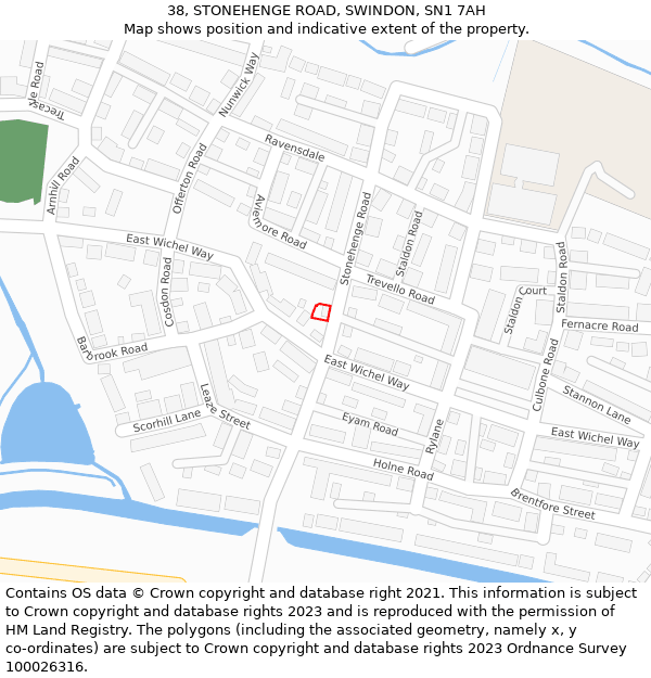 38, STONEHENGE ROAD, SWINDON, SN1 7AH: Location map and indicative extent of plot