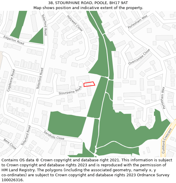 38, STOURPAINE ROAD, POOLE, BH17 9AT: Location map and indicative extent of plot