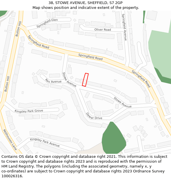 38, STOWE AVENUE, SHEFFIELD, S7 2GP: Location map and indicative extent of plot