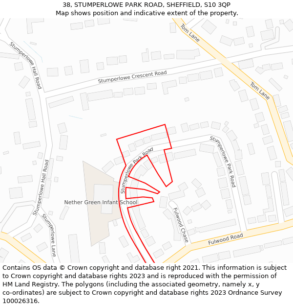38, STUMPERLOWE PARK ROAD, SHEFFIELD, S10 3QP: Location map and indicative extent of plot