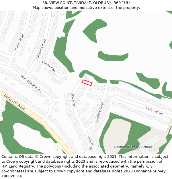 38, VIEW POINT, TIVIDALE, OLDBURY, B69 1UU: Location map and indicative extent of plot