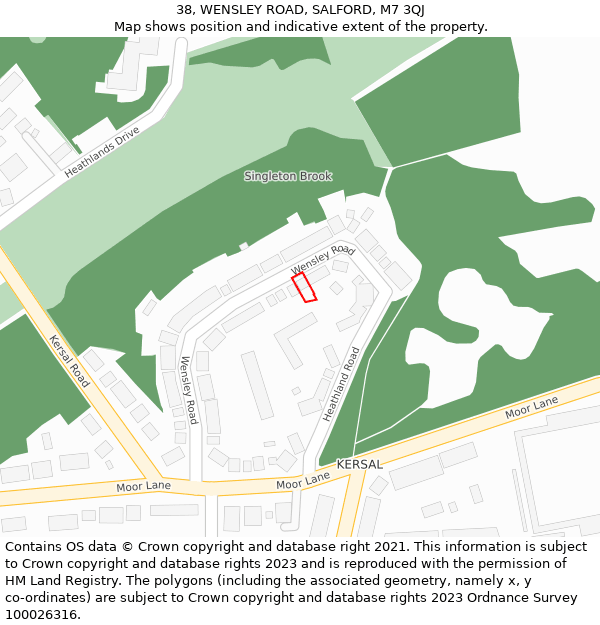 38, WENSLEY ROAD, SALFORD, M7 3QJ: Location map and indicative extent of plot