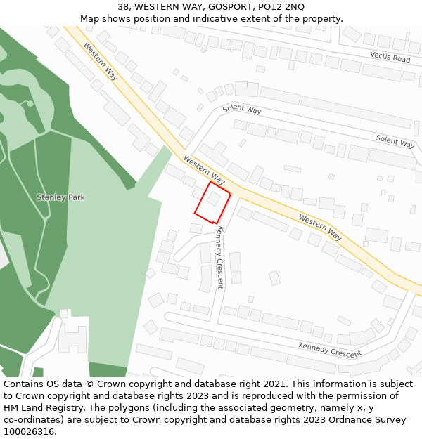 38, WESTERN WAY, GOSPORT, PO12 2NQ: Location map and indicative extent of plot