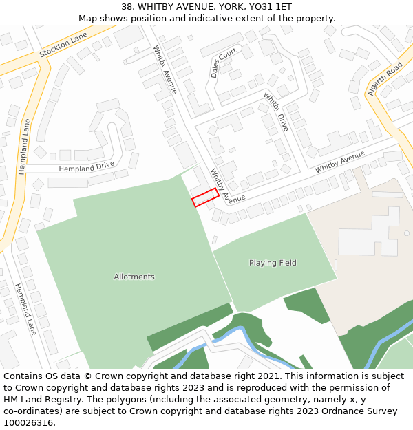 38, WHITBY AVENUE, YORK, YO31 1ET: Location map and indicative extent of plot