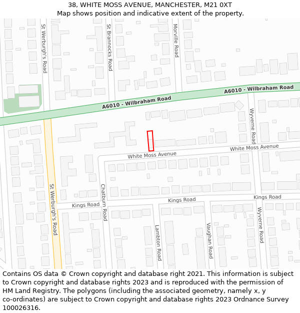 38, WHITE MOSS AVENUE, MANCHESTER, M21 0XT: Location map and indicative extent of plot