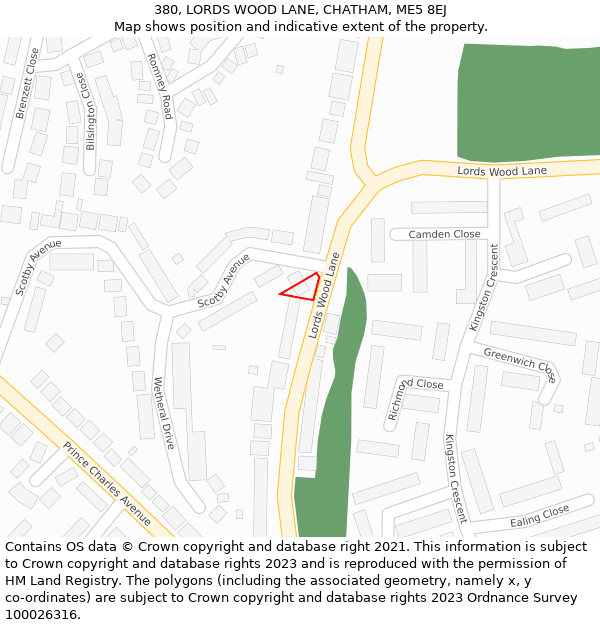 380, LORDS WOOD LANE, CHATHAM, ME5 8EJ: Location map and indicative extent of plot