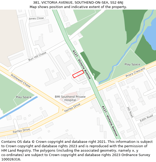 381, VICTORIA AVENUE, SOUTHEND-ON-SEA, SS2 6NJ: Location map and indicative extent of plot