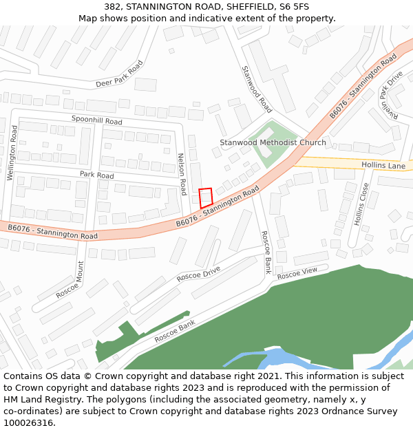 382, STANNINGTON ROAD, SHEFFIELD, S6 5FS: Location map and indicative extent of plot
