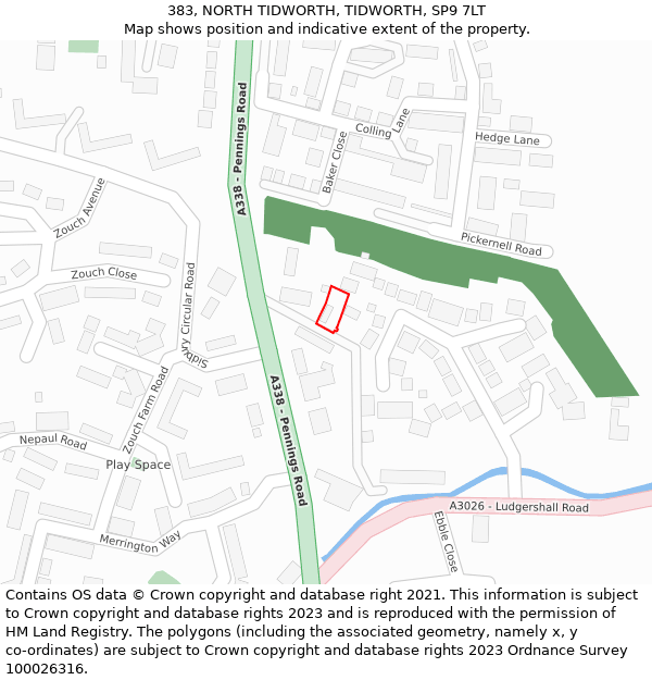 383, NORTH TIDWORTH, TIDWORTH, SP9 7LT: Location map and indicative extent of plot