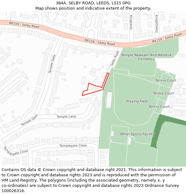 384A, SELBY ROAD, LEEDS, LS15 0PG: Location map and indicative extent of plot