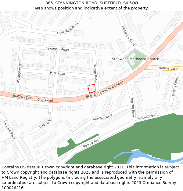 386, STANNINGTON ROAD, SHEFFIELD, S6 5QQ: Location map and indicative extent of plot