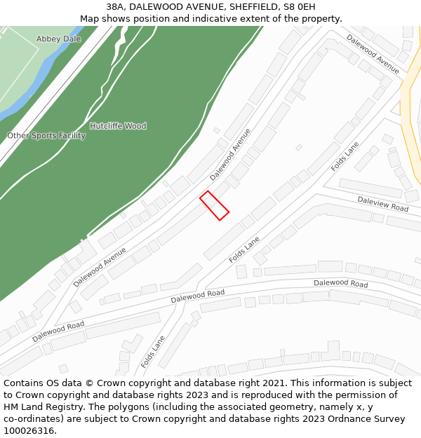 38A, DALEWOOD AVENUE, SHEFFIELD, S8 0EH: Location map and indicative extent of plot