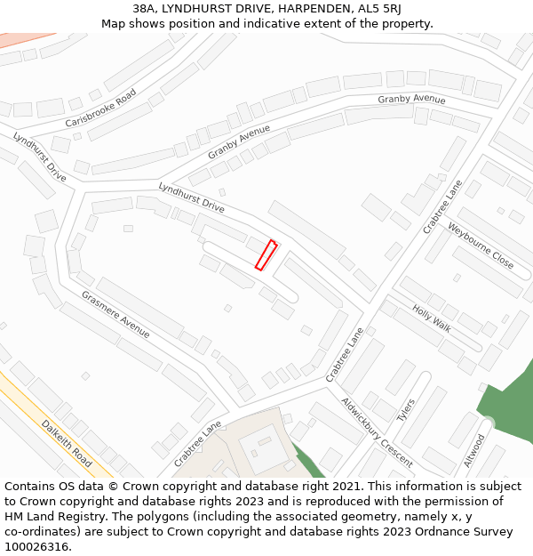 38A, LYNDHURST DRIVE, HARPENDEN, AL5 5RJ: Location map and indicative extent of plot