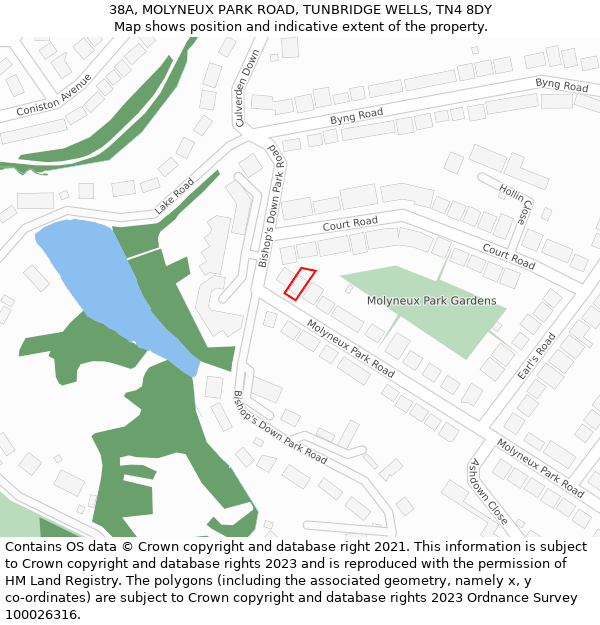 38A, MOLYNEUX PARK ROAD, TUNBRIDGE WELLS, TN4 8DY: Location map and indicative extent of plot