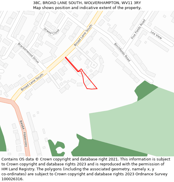 38C, BROAD LANE SOUTH, WOLVERHAMPTON, WV11 3RY: Location map and indicative extent of plot