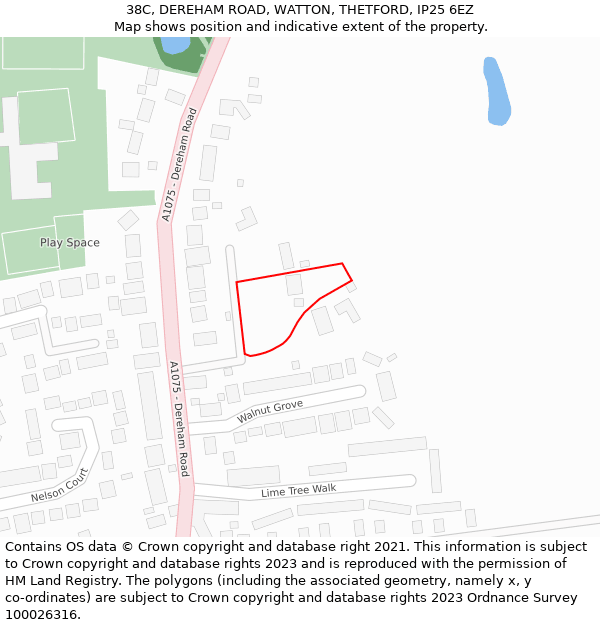 38C, DEREHAM ROAD, WATTON, THETFORD, IP25 6EZ: Location map and indicative extent of plot