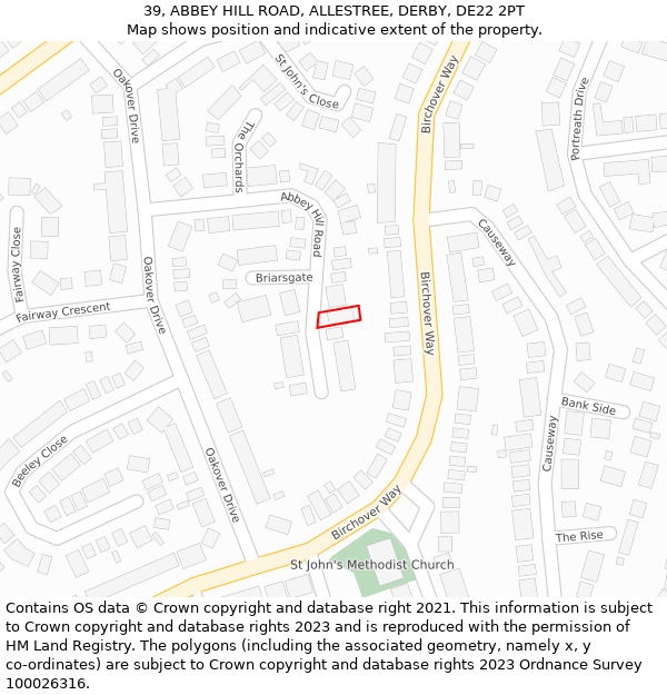 39, ABBEY HILL ROAD, ALLESTREE, DERBY, DE22 2PT: Location map and indicative extent of plot