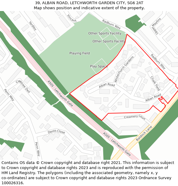 39, ALBAN ROAD, LETCHWORTH GARDEN CITY, SG6 2AT: Location map and indicative extent of plot