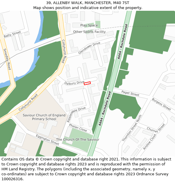 39, ALLENBY WALK, MANCHESTER, M40 7ST: Location map and indicative extent of plot