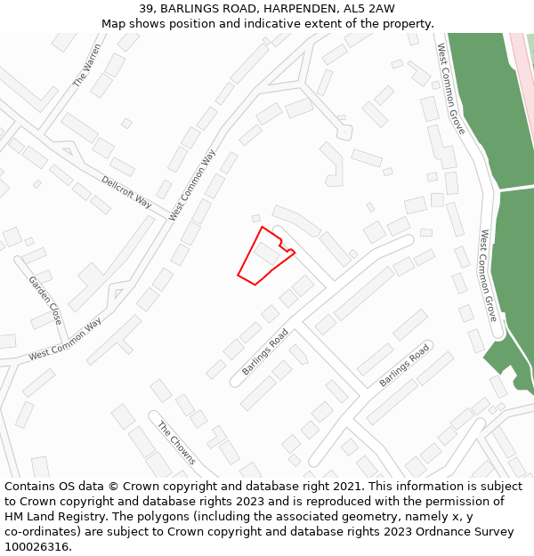 39, BARLINGS ROAD, HARPENDEN, AL5 2AW: Location map and indicative extent of plot