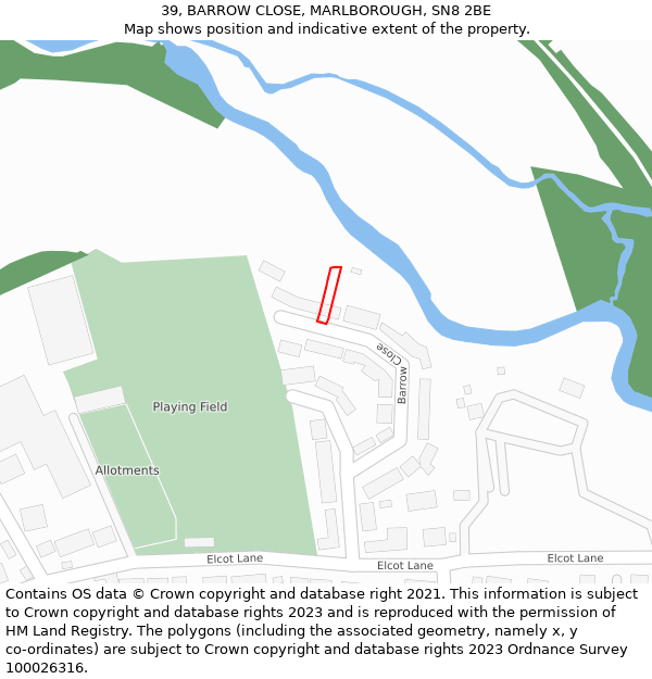 39, BARROW CLOSE, MARLBOROUGH, SN8 2BE: Location map and indicative extent of plot