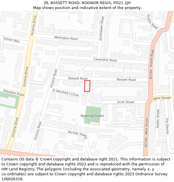 39, BASSETT ROAD, BOGNOR REGIS, PO21 2JH: Location map and indicative extent of plot