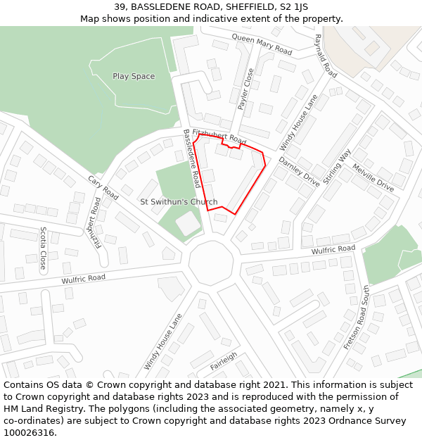 39, BASSLEDENE ROAD, SHEFFIELD, S2 1JS: Location map and indicative extent of plot