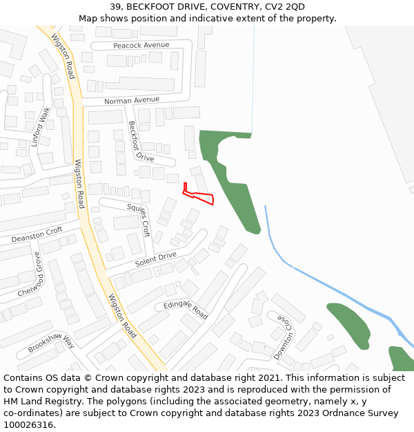 39, BECKFOOT DRIVE, COVENTRY, CV2 2QD: Location map and indicative extent of plot