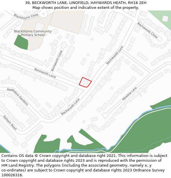 39, BECKWORTH LANE, LINDFIELD, HAYWARDS HEATH, RH16 2EH: Location map and indicative extent of plot