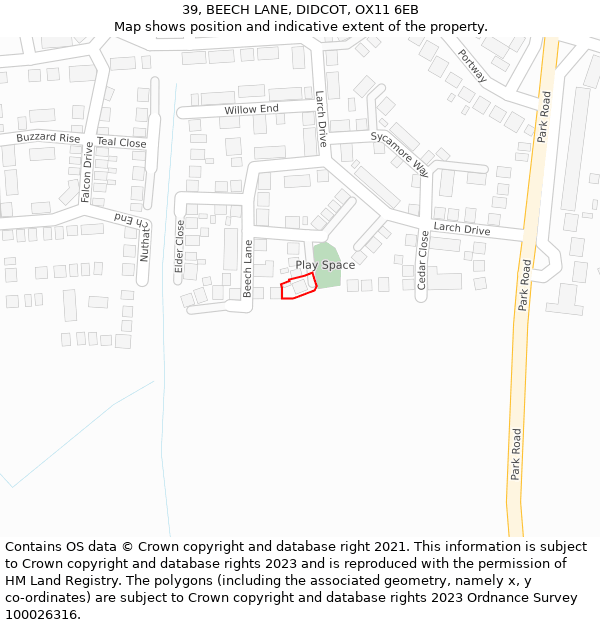 39, BEECH LANE, DIDCOT, OX11 6EB: Location map and indicative extent of plot