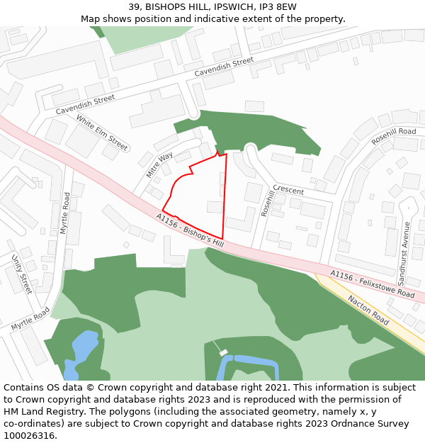 39, BISHOPS HILL, IPSWICH, IP3 8EW: Location map and indicative extent of plot