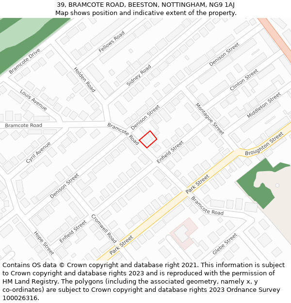 39, BRAMCOTE ROAD, BEESTON, NOTTINGHAM, NG9 1AJ: Location map and indicative extent of plot