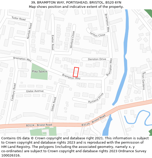 39, BRAMPTON WAY, PORTISHEAD, BRISTOL, BS20 6YN: Location map and indicative extent of plot
