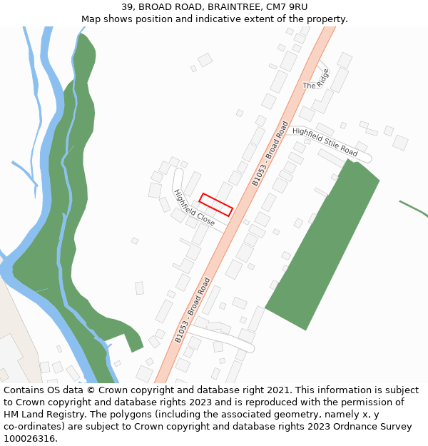 39, BROAD ROAD, BRAINTREE, CM7 9RU: Location map and indicative extent of plot