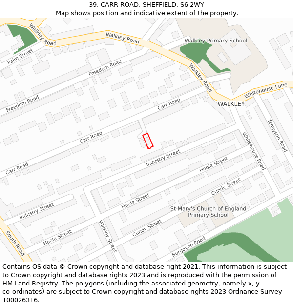 39, CARR ROAD, SHEFFIELD, S6 2WY: Location map and indicative extent of plot