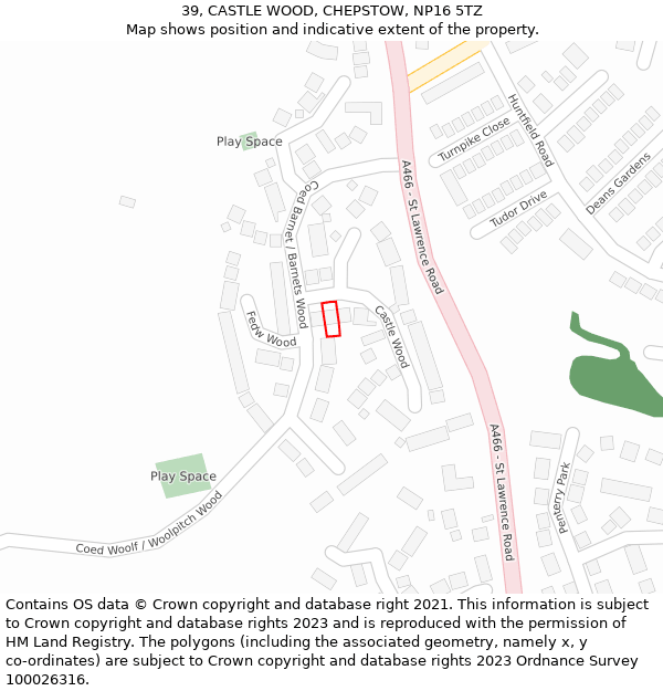 39, CASTLE WOOD, CHEPSTOW, NP16 5TZ: Location map and indicative extent of plot