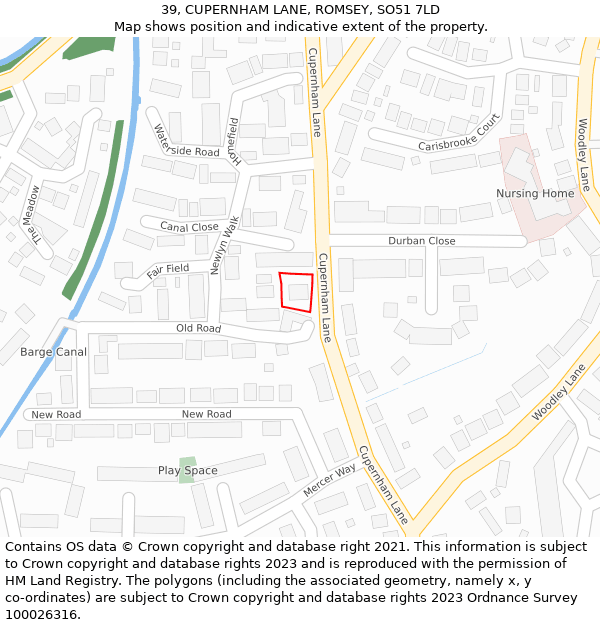 39, CUPERNHAM LANE, ROMSEY, SO51 7LD: Location map and indicative extent of plot