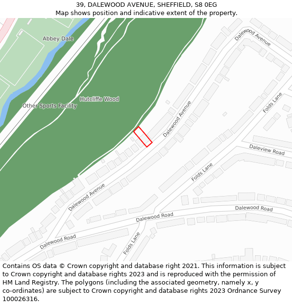 39, DALEWOOD AVENUE, SHEFFIELD, S8 0EG: Location map and indicative extent of plot