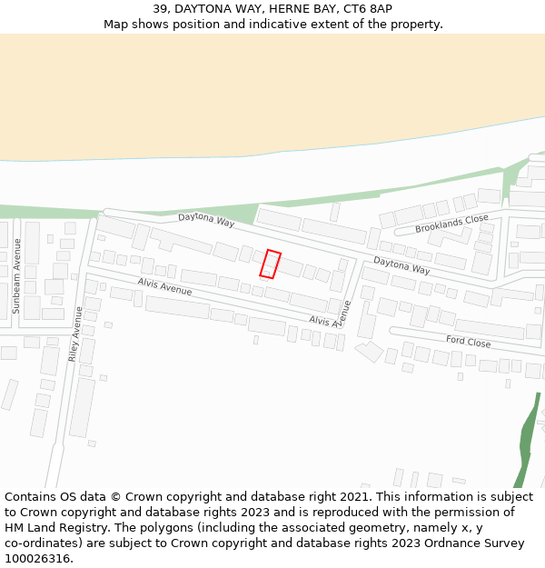 39, DAYTONA WAY, HERNE BAY, CT6 8AP: Location map and indicative extent of plot