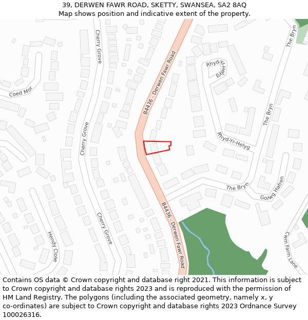 39, DERWEN FAWR ROAD, SKETTY, SWANSEA, SA2 8AQ: Location map and indicative extent of plot